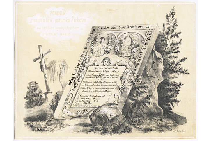 Poslední Žižkův potomek Grätz, litografie, (1850)