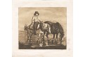Koně brod napajedlo, Gessner, akvatinta, (1810) 