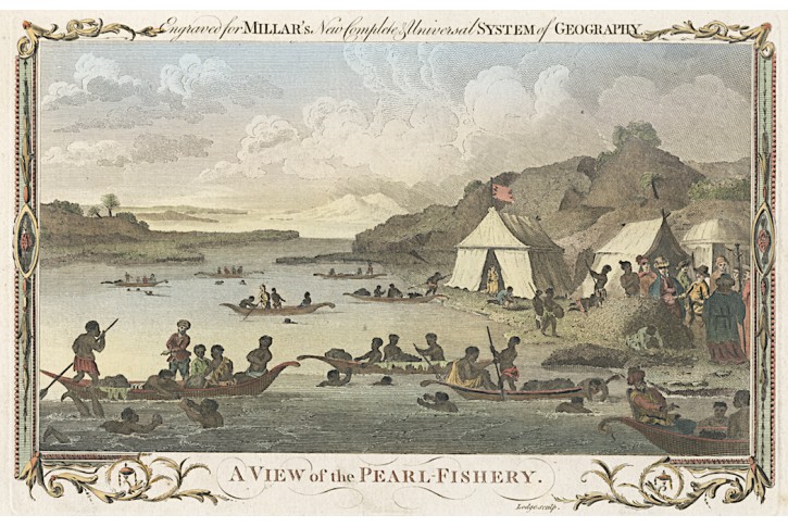 Lovci perel perly, kolor. mědiryt, 1782