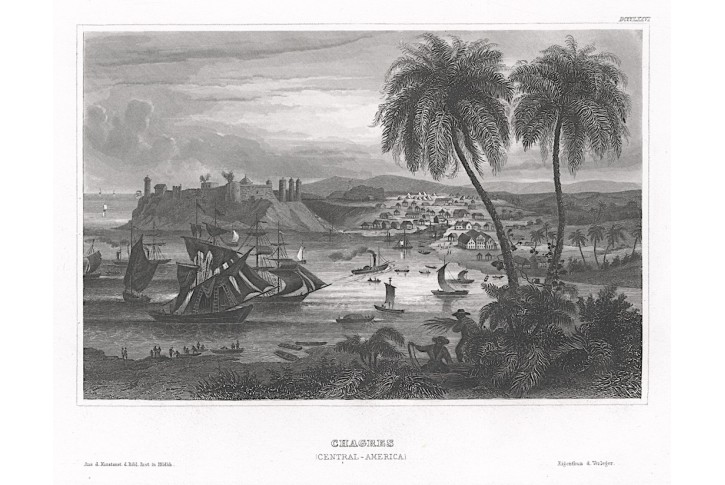 Chagres Panama, Meyer, oceloryt, 1850
