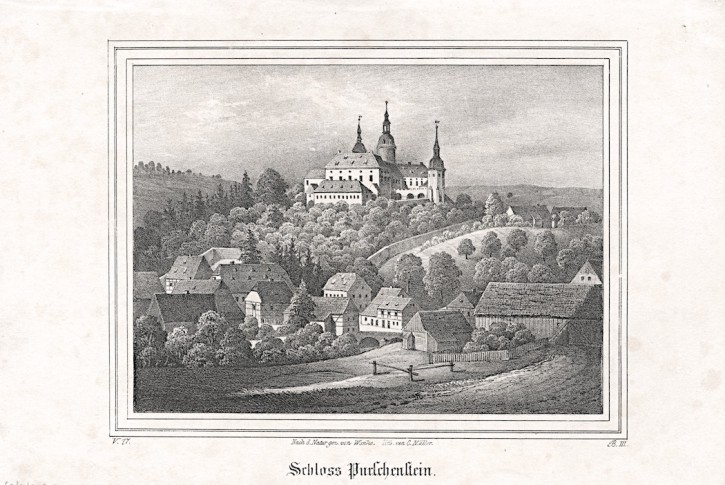 Purschenstein , Saxonia, litografie, (1840)