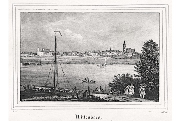 Wittenberg , Saxonia, litografie, (1840)