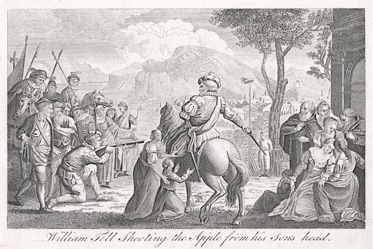 Vilém Tell a sestřelené jablko,  mědiryt (1810)