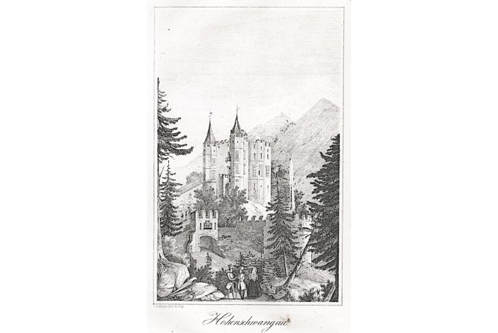 Hohenschwangau, Medau, litografie, (1850)