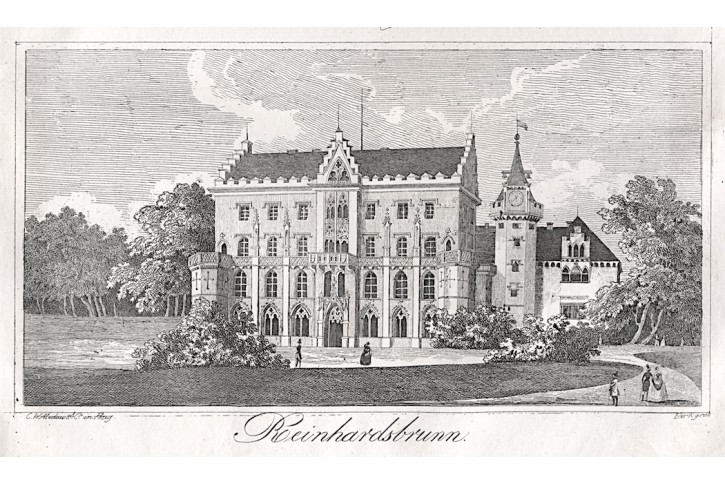 Reinhardsbrunn, Medau, litografie, (1850)