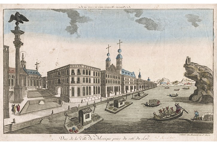 Mexiko City, kolor. mědiryt, (1780)