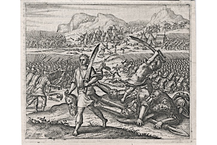 David s hlavou Goliáše, mědiryt, (1700)