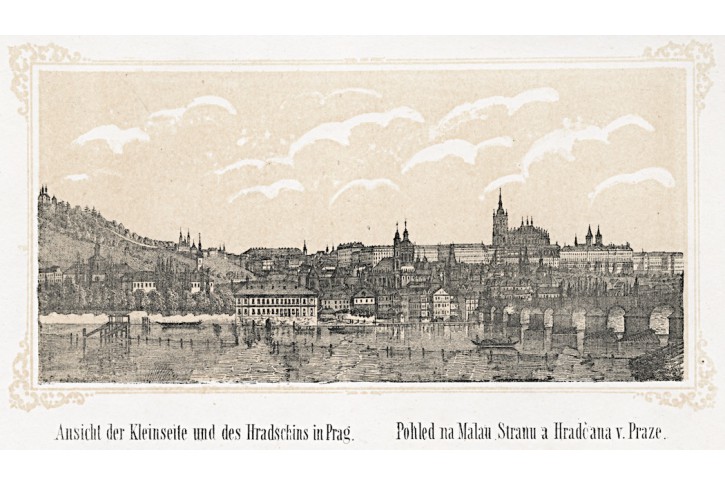 Praha Malá Strana  a Hradčany, litografie, (1840)