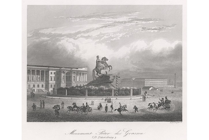 Petrohrad Petr Veliký, Payne, oceloryt, (1850)
