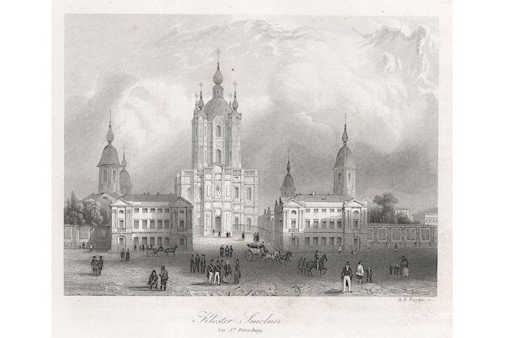 Petrohrad Smolný, Payne, oceloryt, (1840)
