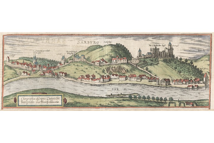 Saarburg, Braun Hoge.., kolor. mědiryt 1598