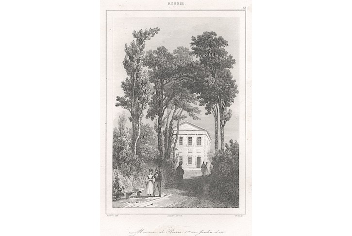 Petrohrad letní zahrada, oceloryt, 1838