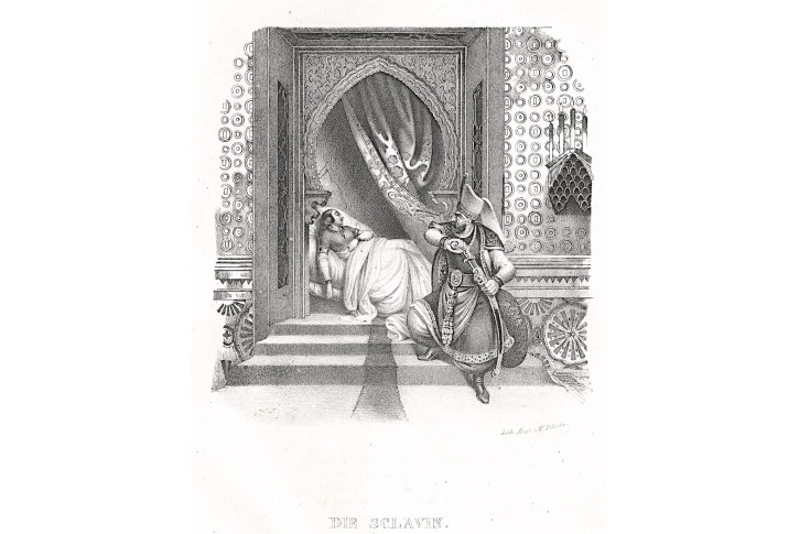 Harém otrokyně, Pobuda, litografie, (1830)