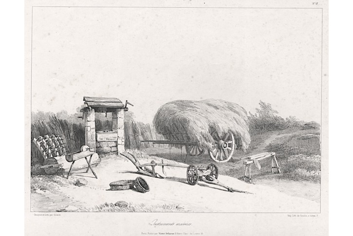 Orba zemědělství nástroje, litografie, (1860)
