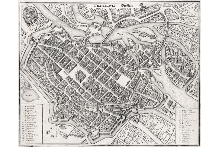 Breslau Wrocław, Merian, mědiryt 1650