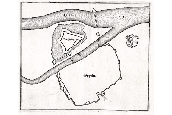 Opole -  Oppeln, Merian, mědiryt 1650