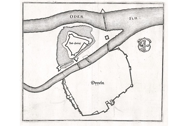 Opole -  Oppeln, Merian, mědiryt 1650