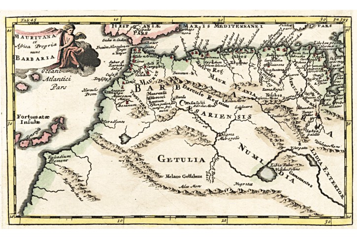 Cluver Ph. : Afrika severní , mědiryt, 1711