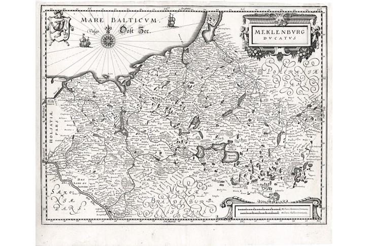 Meklenburg ducatus, Merian, mědiryt, 1734