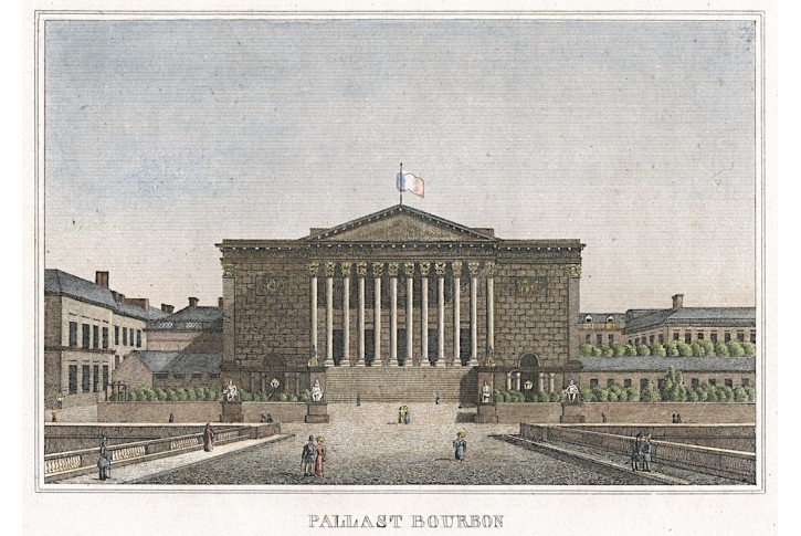 Paris Pal. Bourbon, Strahlheim, oceloryt, (1840)