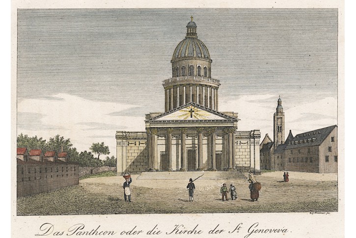 Paris Pantheon, Strahlheim, oceloryt, (1840)