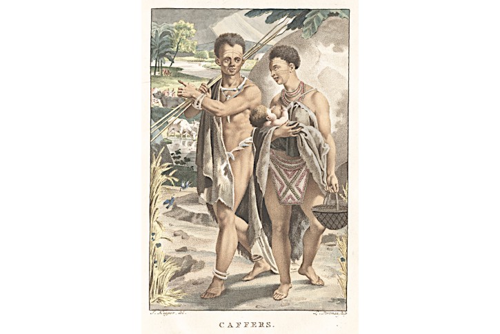 Černoši Jižní Afrika, Portman, akvatinta., 1806