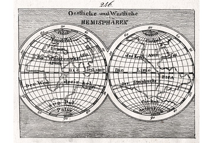 Svět hemisféry, mědiryt, (1830)