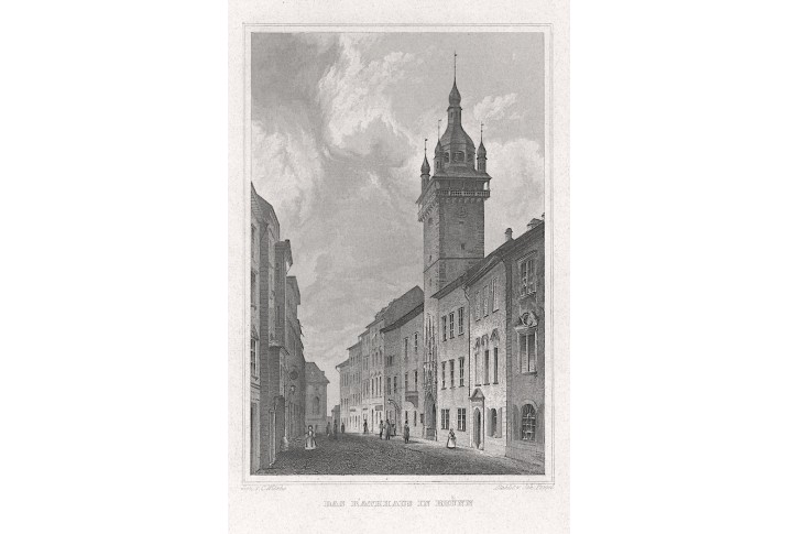 Brno Radnice, Lange, oceloryt, 1842