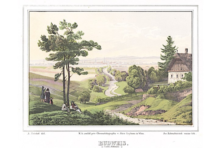 České Budějovice, Beck, chromolitografie 1841