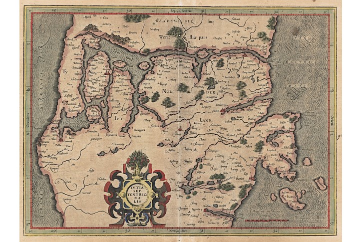 Mercator , Jutiae - Dánsko, mědiryt, (1600)