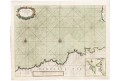 Afrika severní námořní mapa, mědiryt, 1776