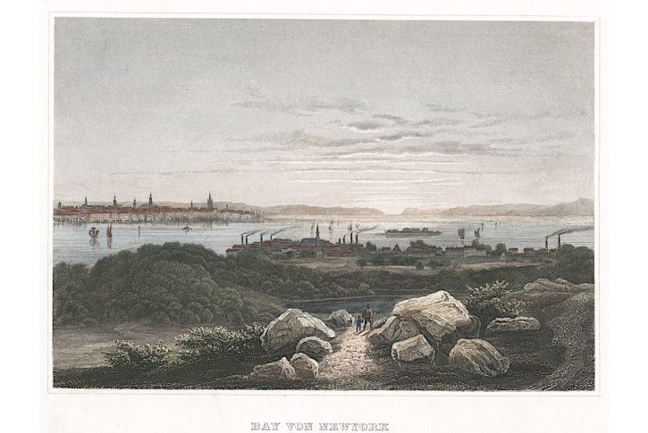 New York Bay, Meyer, kolor. oceloryt, 1850