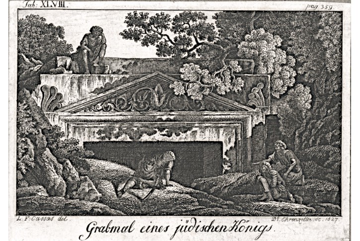 Jeruzalém hroby králů, mědiryt , 1827