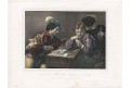 Karty falešní hráči, kolor. litografie, 1835