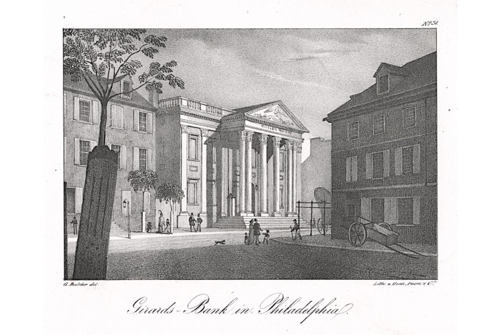 Philadelphia Girards Bank, litografie, (1840)