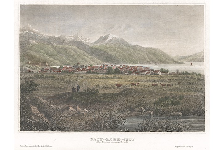 Salt Lake City, Meyer, kolor. oceloryt, 1850