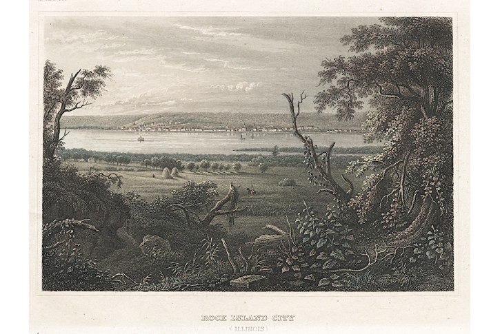 City of Rock Island,, Meyer, kolor. oceloryt, 1850