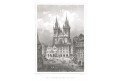 Praha Týnský chrám,  Rohbock, oceloryt 1850