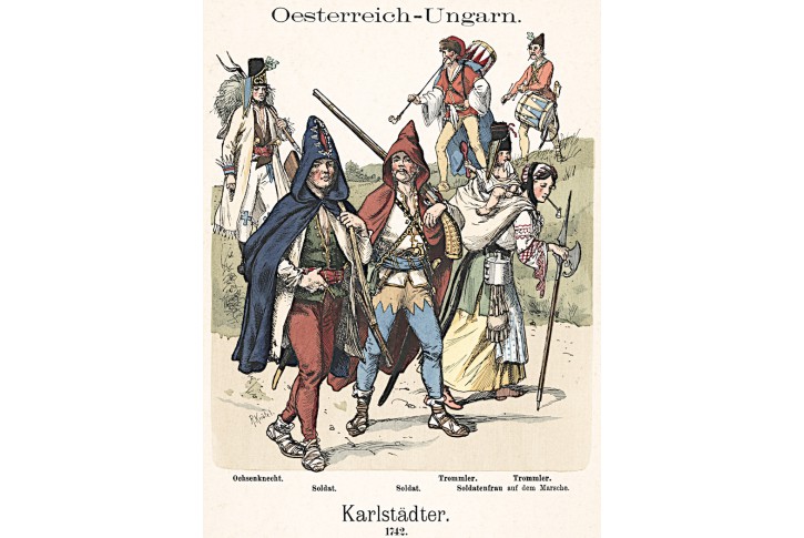 Rakousko Uhersko vojáci 56., litografie, 1890