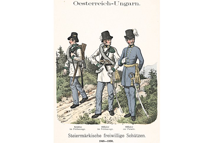 Rakousko Uhersko vojáci 29., litografie, 1890