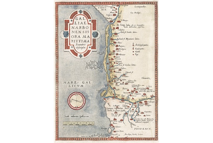 Ortelius A. : Narbonensis, mědiryt, 1573