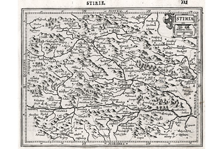 Stiria, Mercator - Hondius, mědiryt, 1608