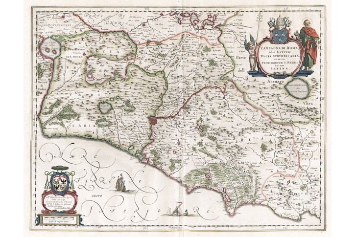Blaeu G.: Campagna di Roma, kolor. mědiryt, (1640)