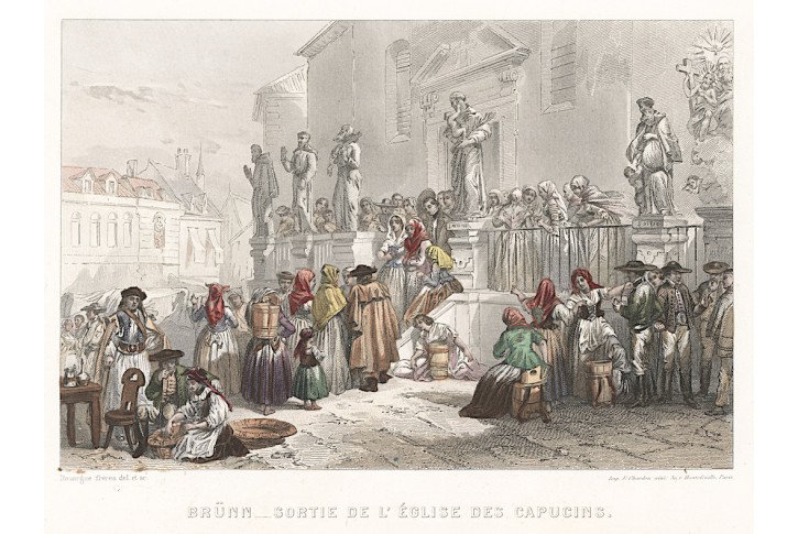 Brno kostel kapucínů, Rouargue, oceloryt 1850