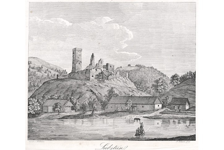 Libštejn, Medau, litografie, 1841