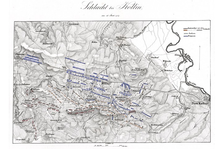 Kolín bitva , mědiryt, 1840