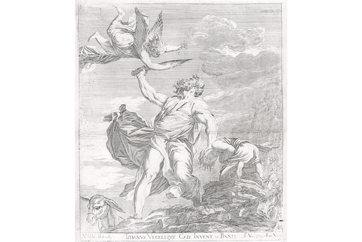 Titian - Lefebre, Abrahamova oběť, mědiryt, 1682