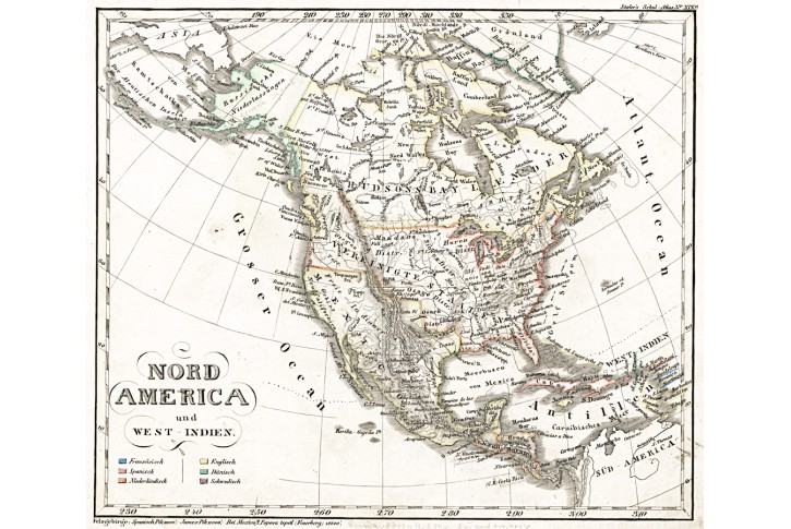 Amerika sever, Stieler,  oceloryt, 1845