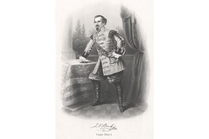 Beck J. jako car Petr I., Payne, oceloryt. (1870)