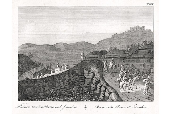 Jeruzalem zříceniny Rama, mědiryt, (1820)